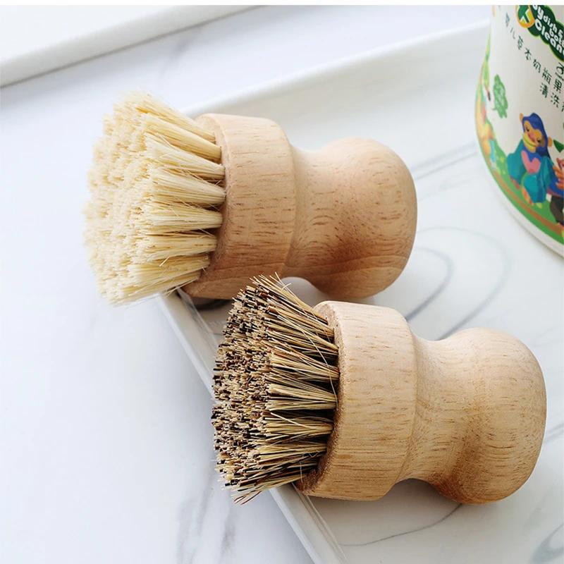 1PC-Kitchen Cleaning Brush Wooden Dish Brush with Natural Sisal and Coconut Durable Portable Eco Friendly Zero Waste