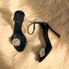 Fashion 2025 Sexy Rhinestone Camellia High Heels, Thin Strap High Heels, Fairy Style Sandals For Women
