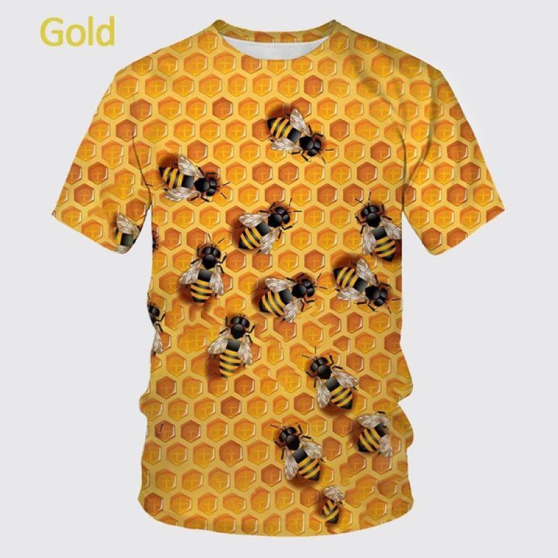 

New Design 3D Printing Bee T Shirt Fashion Novelty Animal Honey Bee Shirt Short Sleeve Harajuku Casual T-shirt XXXL небо синє кольору