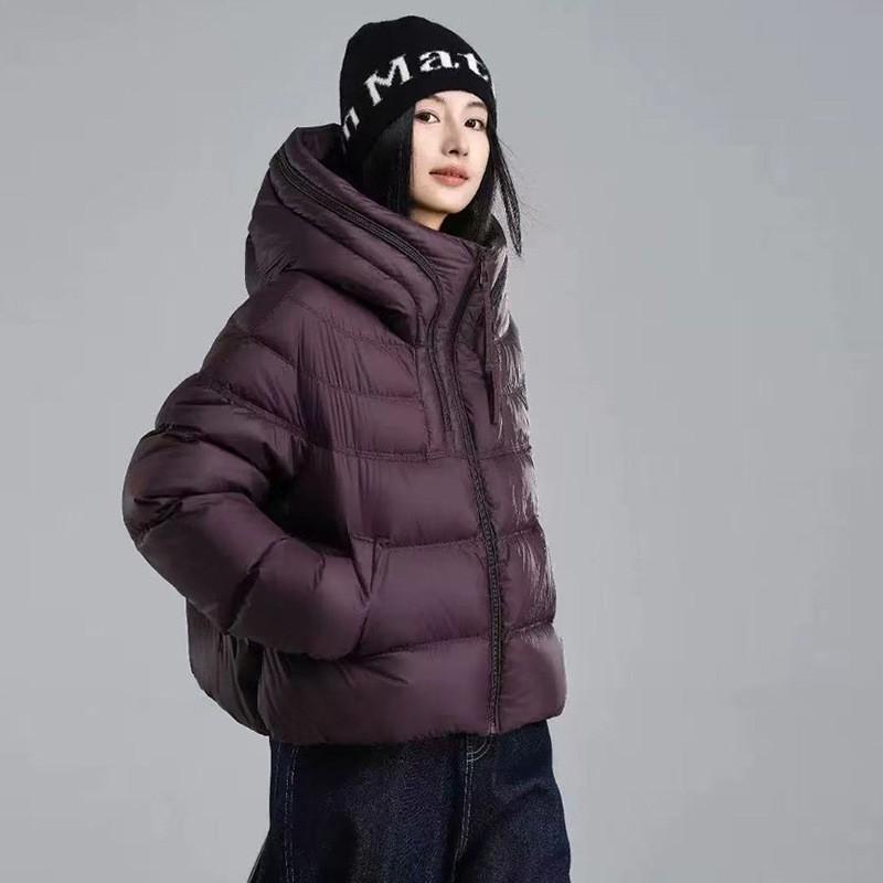 Womens Short Puffer Jacket With Hood 2026 Winter Warm White Duck Down Fill Loose Fit Petite
