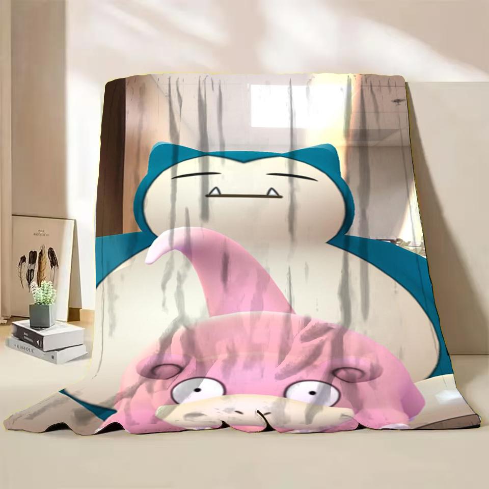 Pokemon Snorlax Flanelová Nadýchaná Fleece Deka pro Domov Ložnici Postel Pohovku Kancelář Dětská Přikrývka Dospělá Měkká Deka Dětský Roztomilý Dárek