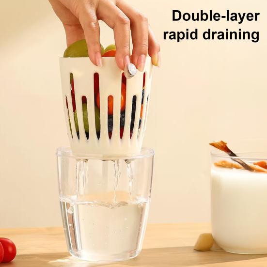 Yousheng Portable Salad Cup with Fork Double-Layer Salad Bowl for Efficient Drainage Yogurt Oatmeal Cereal Milk Cup Leak-Proof Travel Bowl