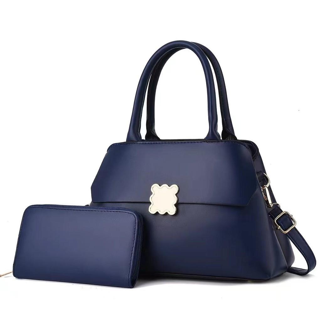 Элегантная мягкая винтажная сумка-ведро из ПУ для женщин с просторным внутренним отделением и деталями в виде цепочки синий