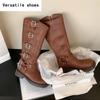 Winter High Women Boots Fashion Metal Decoration Knee High Boots  Female Autumn Winter Girl's Knight Boots Shoes