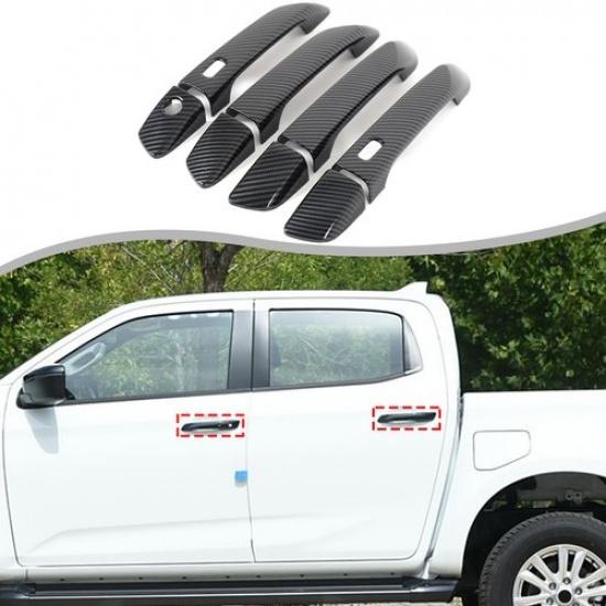 Carbon Fiber ABS Outer Door Handle Sticker Trim For Mazda BT50 +/Isuzu D-MAX