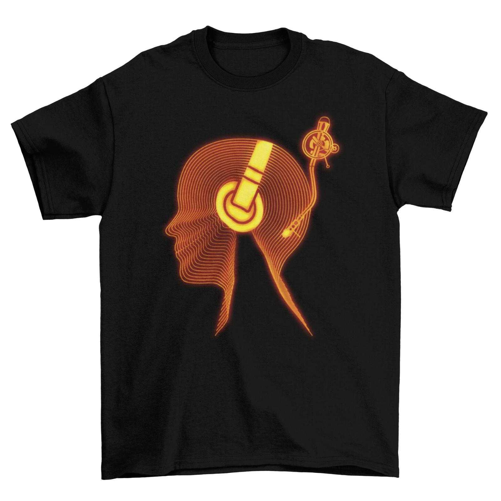 Vinyl Grooves Head Ladies T-Shirt Mens Womens Tees Top Funny Record LP Music Turntable DJ L