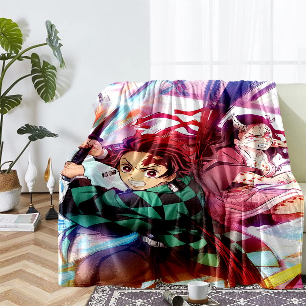 Demon Slayer Theme Printed Blanket - Perfect for Couch, Bed, Travel & Outdoor Use | Machine Washable, Cozy & Durable.