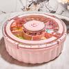 Dry Fruit Plate Rotating Snack Tray with Lid Handle 6-Compartment Divided Serving Platter Indoor Outdoor Dishwasher Safe Snack Server