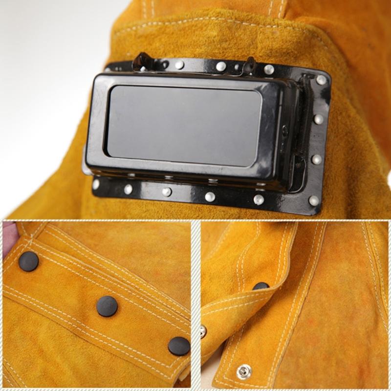 Lightweight Leather Welding Mask Complete Coverage Adjustable Welder Hood For Metalworking And Industrial Welding Safety