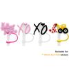 Leeseph 4pcs Straw Cover Red Pink Theme Cute Silicone Straws Tips Cover Reusable for 7-8mm/0.2-0.3in Diameter Straws Summer Gift
