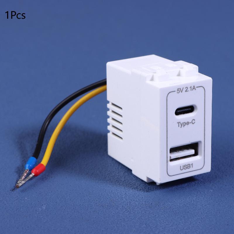 1/2Pcs Usb+Type C Dual Port Power Module Dc5V 2.1A Charging Socket Transformer Charging Power Switching Adapter Type 128