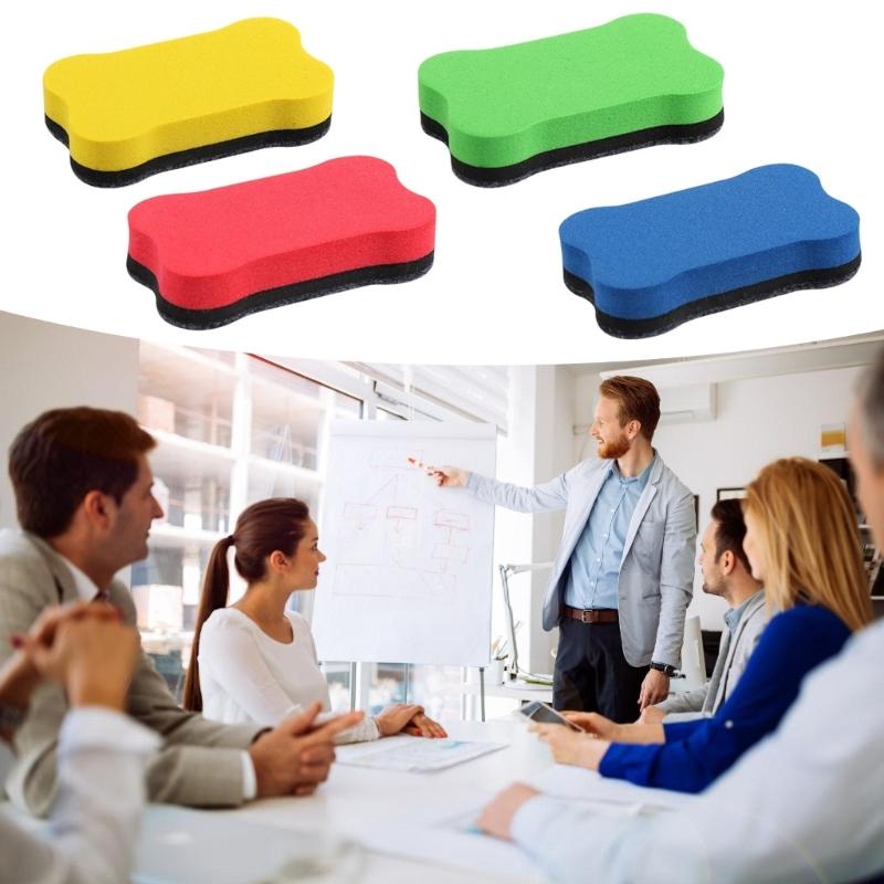 4 Pcs Magnetic Whiteboard Eraser Bone Shape Felt Board Cleaner Office Erasers For School Office Classroom Office