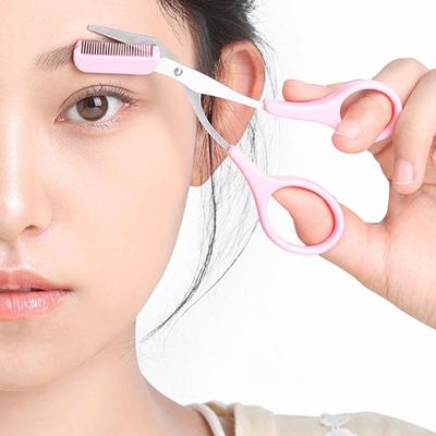 1 Stück Sicherer Augenbrauentrimmer mit Kamm Edelstahl-Augenbrauenschere mit Kamm Haarentferner Rasierer Augenbrauen formen Make-up-Werkzeug