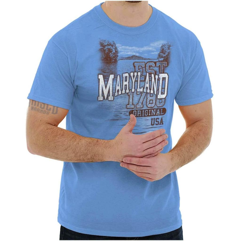 Maryland Old Line State Camping Souvenir USA Adult Short Sleeve Crewneck Tee