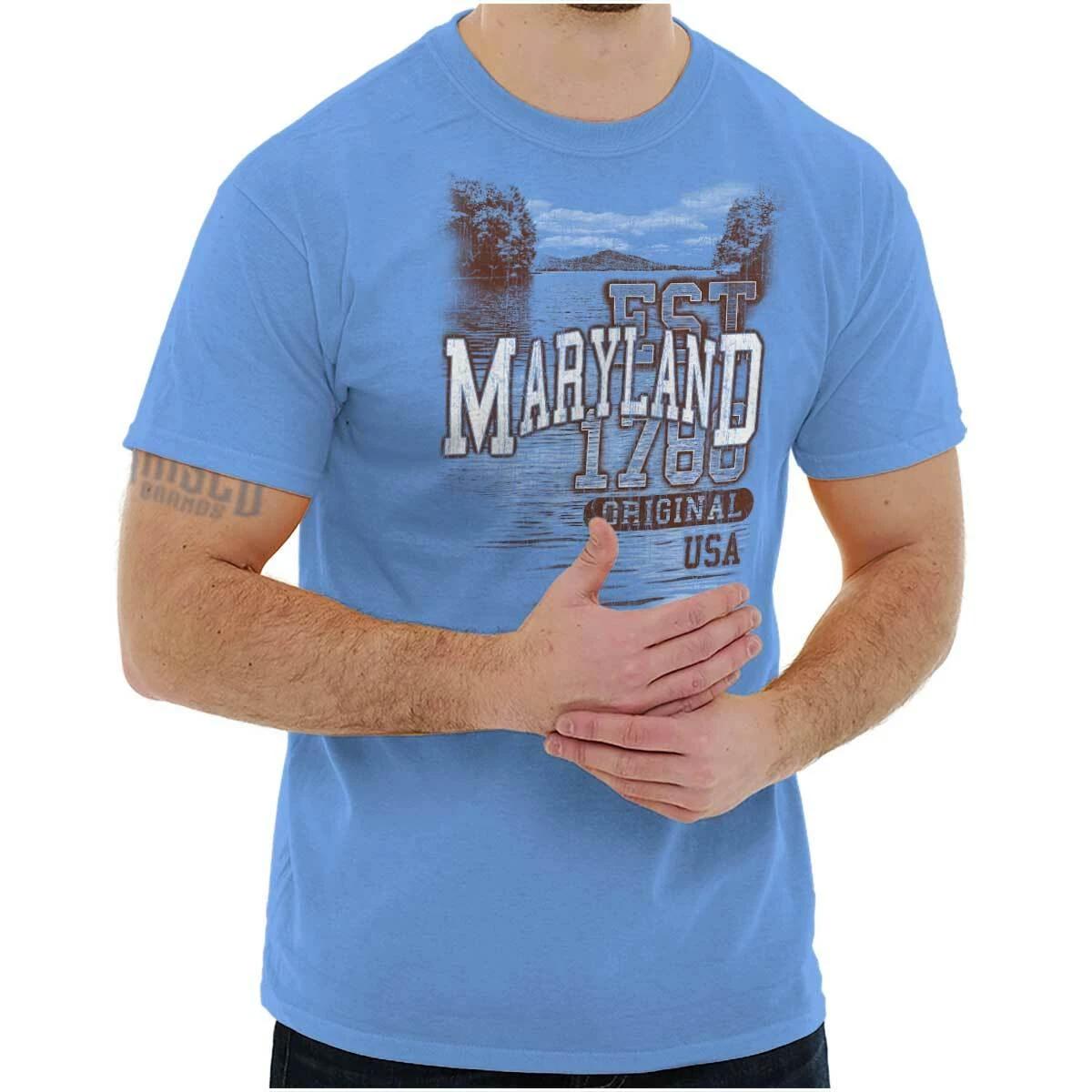 Maryland Old Line State Camping Souvenir USA Adult Short Sleeve Crewneck Tee XXXL