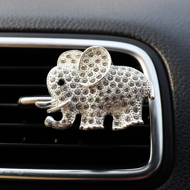 Cute Elephant Crystal Car Air Conditioner Vent Clip Fragrance