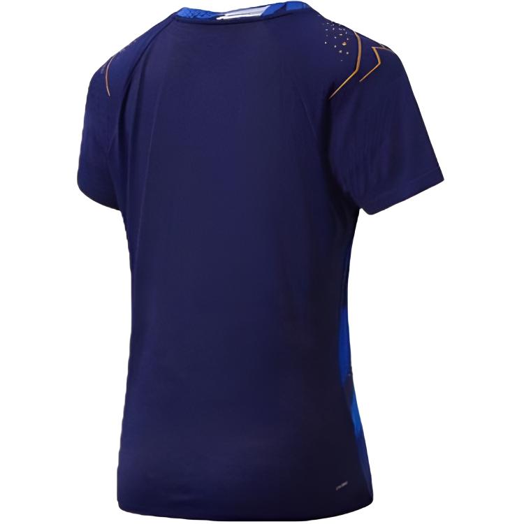 Li Ning International Team Competition Series Soft All-Over Print Breathable Short Sleeve Badminton Shirt Women Tops AAYW036-3