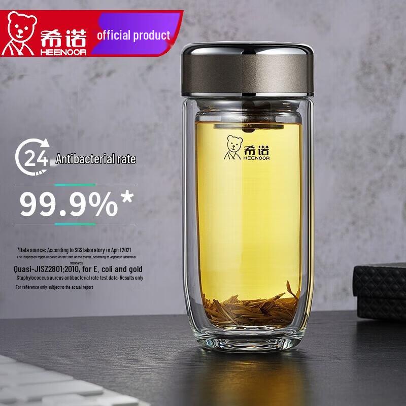 Xinuo Premium Double-Wall Antibacterial Glass Mug 335ml