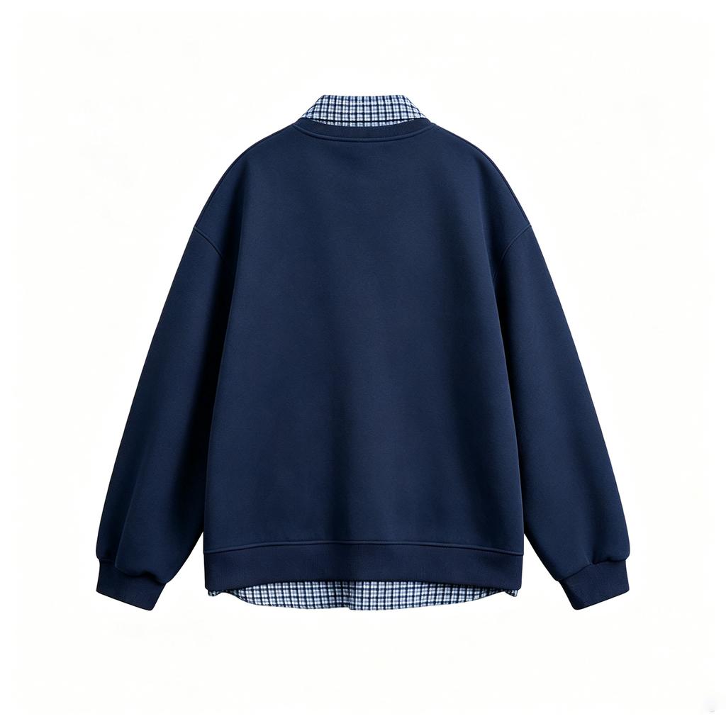 Unisex Two-Piece Plaid Spliced Open-Front Hoodie Jacket for Casual Wear