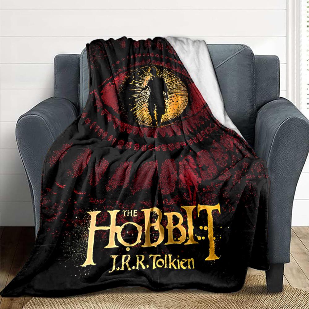 1pc The Hobbit Flannel Throw Blanket - HD Printed Lightweight Soft Warm All-Season Blanket for Sofa, Bed, Travel053