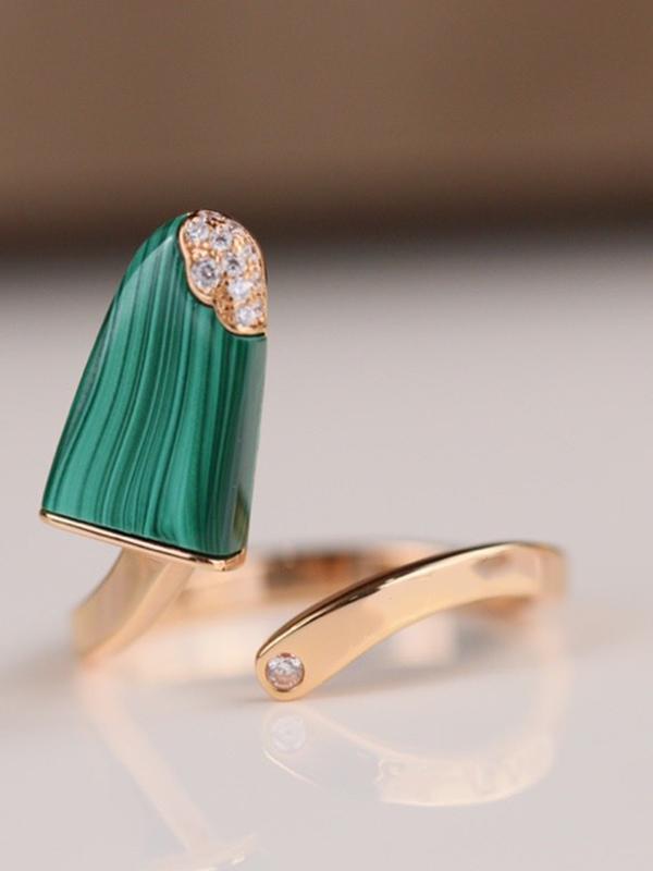 

Новые 2023 год Ювелирные изделия в подарок на годовщину бренда высшего качества Кольца с мороженым Кольца с драгоценными камнями Кольца с малахитом, опалом, агатом Натуральные драгоценные камни 8 зелёный