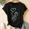 Women Love Heart Dog Paw Print T Shirt Minimalist Pet Lover Graphic Tee Shirts Short Sleeve Casual Tops Stylish Women's T-Shirts