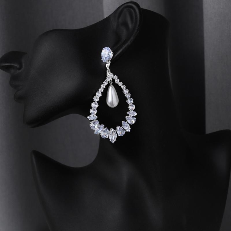 Luxurious Big Water Drop CZ Stone Earrings Sophisticated Women’s Dangle Earrings Accessory with Elegant Water Drop