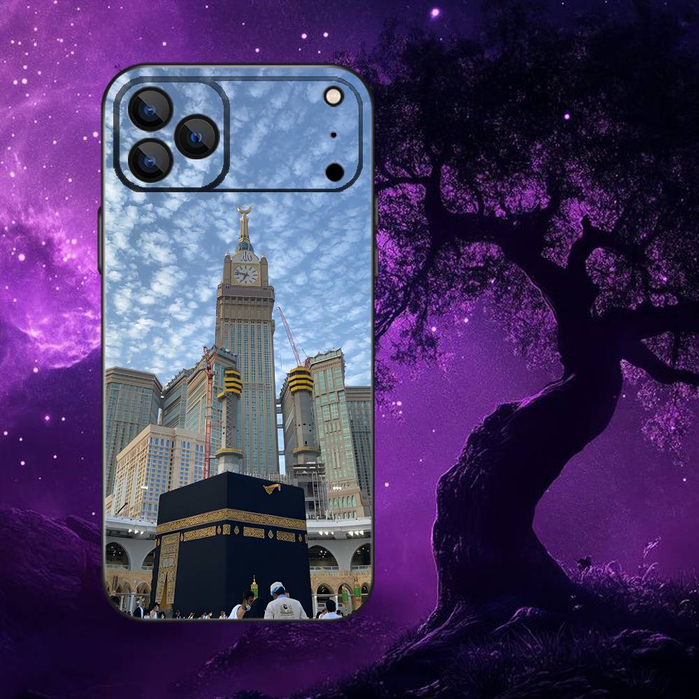 Moslem and kaaba Phone Case For iPhone 17,16,15,14,13,12,Pro,Max,Plus,E,SE4,Air,Mini Black Soft Box