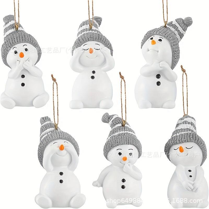 

12/6pcs Christmas Cute Snowman Decoration Pendants for Winter Christmas Tree Decoration New Year Christmas Gifts Party Supplies