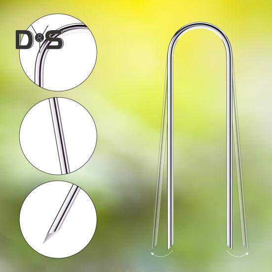 50/100Pcs U-shaped Ground Stake Anti-Rust Garden Pile Easy Installation Reusable Multipurpose Garden Landscape Piles
