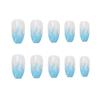 24pcs/set Reusable Flame Fake Nails Acrylic Coffin Ballerina Blue Pink Purple Silver Fire Full Cover False Nails Nail Tips Nail Art Tools