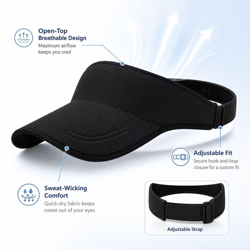 Quick Drying Sports Sun Visor Packable Running Visor Creative Gift Open Top Visor