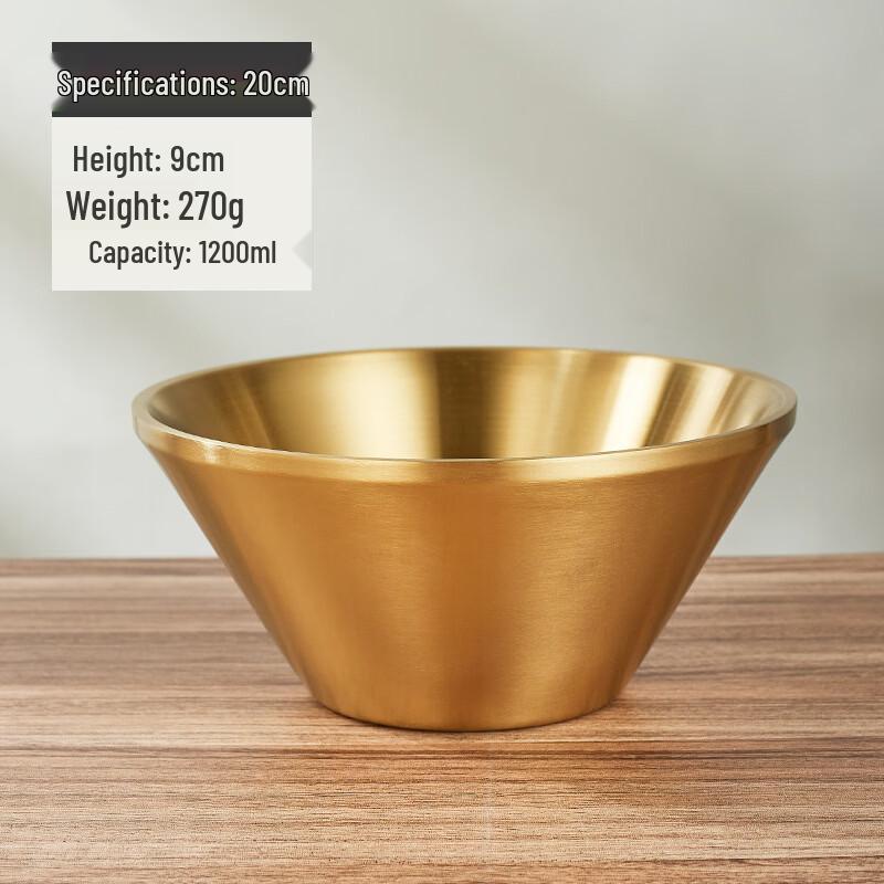 

ZISIZ Stainless Steel Gold Double-Layer Cone Salad Bowl