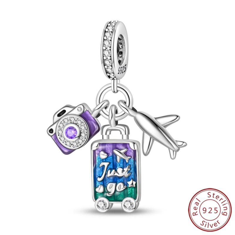 100% 925 Silver Charms Pendant Airplane Beach Sailing Hat Sun Energetic Attractiveness Design For Fine Jewelry Making