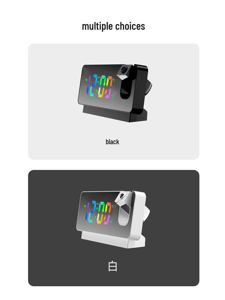 Multifunctional Creative Silent Alarm Clock with Color Screen Projection - Student Edition