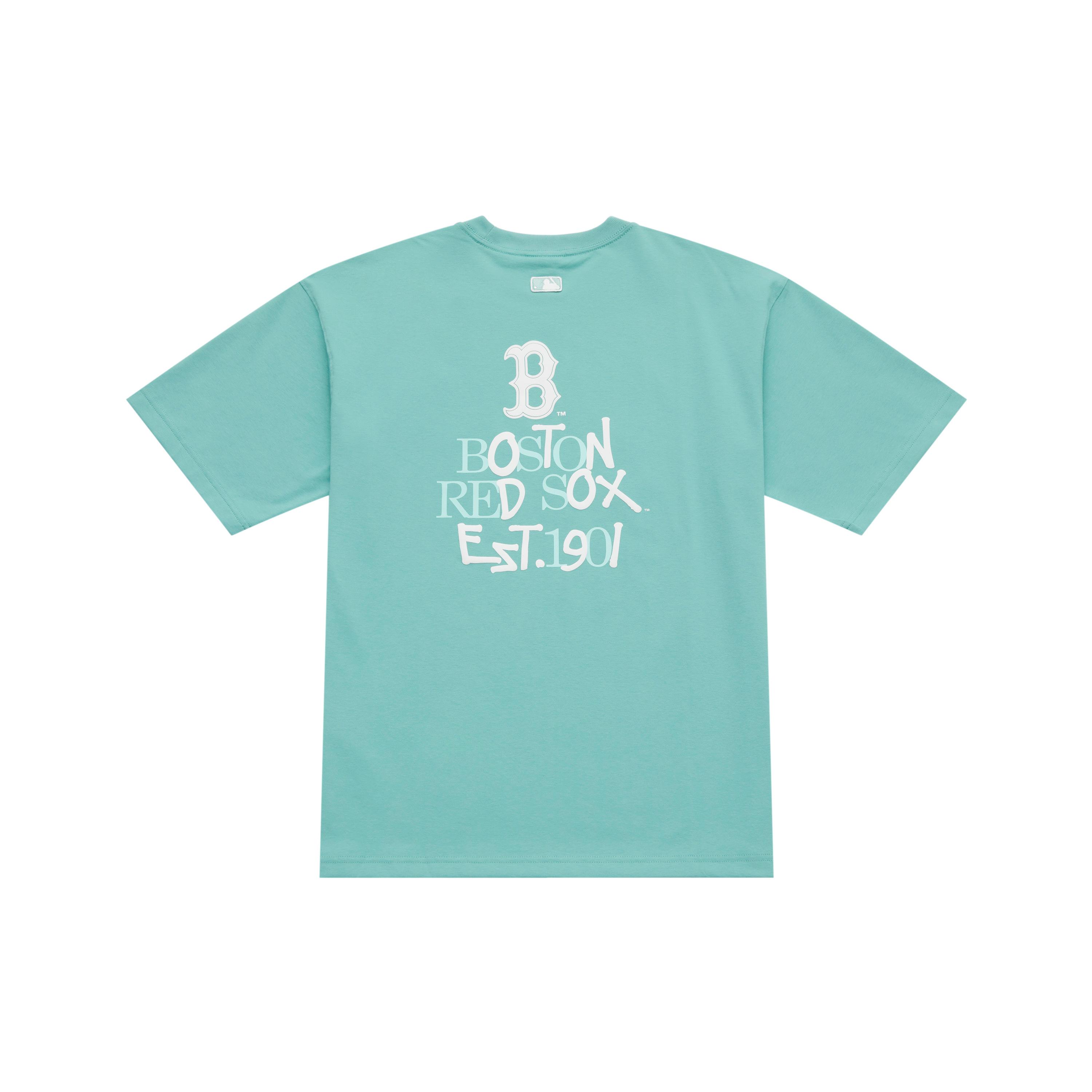 MLB Boston Red Sox Basic Collection SS25 T Shirt Unisex Heather Gray Mint Green 3ATSB0753-43MTM L