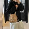 Hollow Out Woven Beach Bag Small Fresh Style Drawstring Crossbody Bag Sweet Bucket Handbag  Holiday