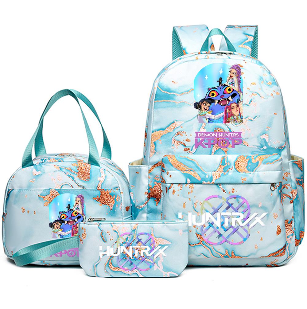 3Pcs/set Anime Demon Hunters Printed Backpack Handbag Pencil Case for Teenager Student Bookbag Schoolbag Women Large Capacity Waterproof Bag