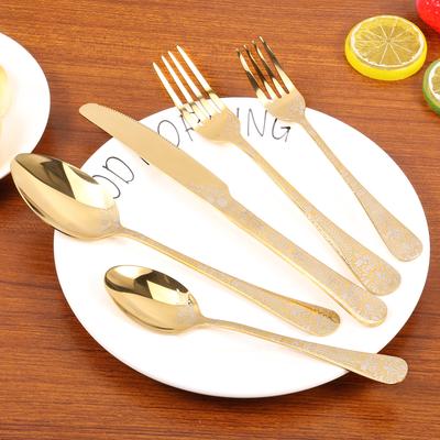 Set de couverts 20 pièces Acier Inoxydable Couteaux de Table Cuillères Fourchettes Ensemble Motif Floral Poli Miroir Ensemble de Coutellerie Lave-vaisselle