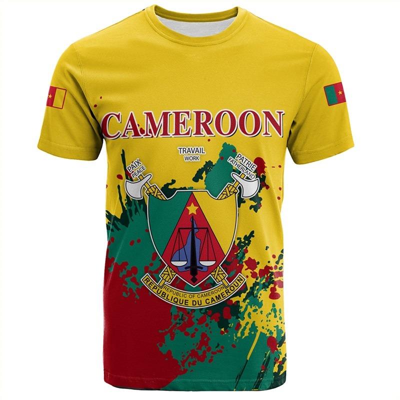 Africa Cameroon Flag Map Graphic T Shirt For Men Clothes National Emblem Short Sleeve T Shirts Kids Jersey Tee Tops