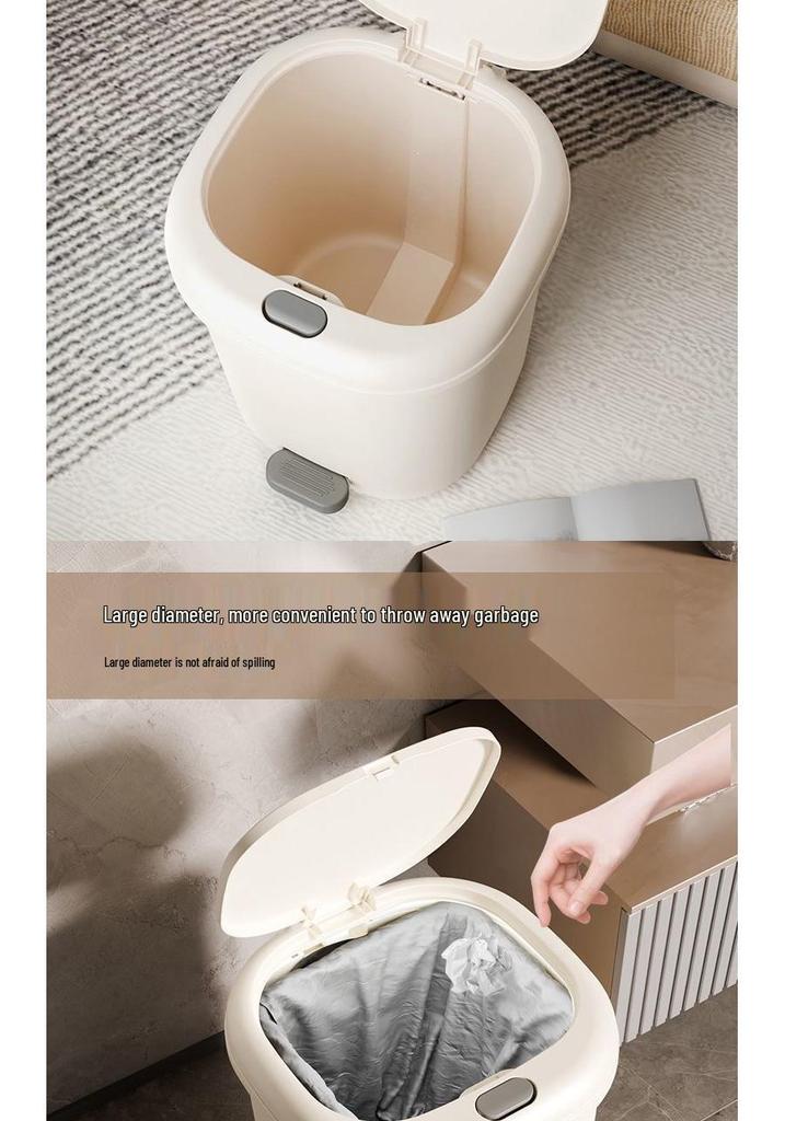 Large Capacity Foot-Operated Trash Can with Lid for Bathroom, Bedroom, Kitchen, and Living Room