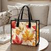Autumn Maple Leaf Printed Tote Bag Portable Daily Carry Handbag for Ladies Casual Travel Shopping Use