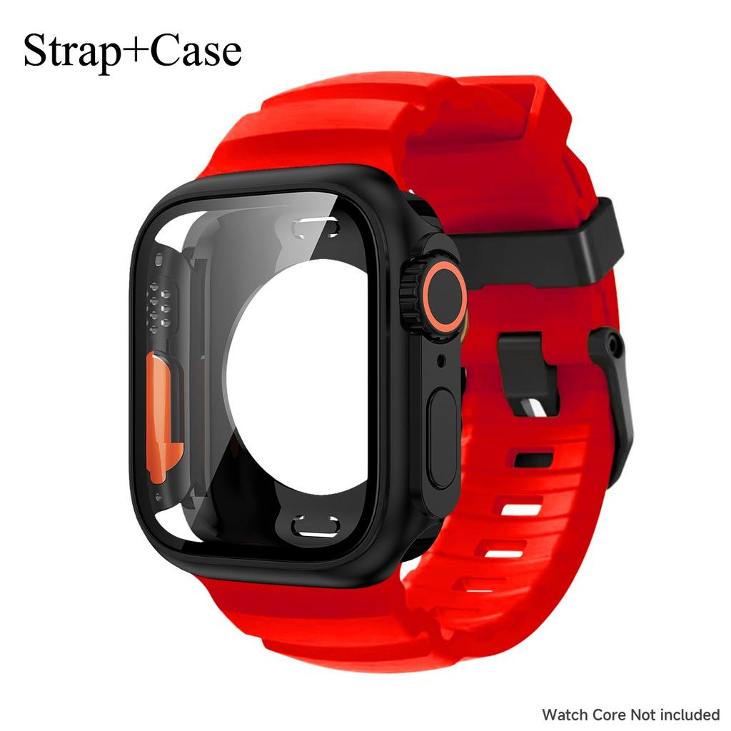 Silicone Strap For Apple Watch 44mm 45mm 46mm Bracelet+Screen Protectores Change To Ultra For iWatch Series 11 10 9 8 7 SE 6 5