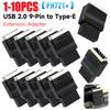 1-10PCS Motherboard USB 2.0 9-Pin To Type-E Front Panel Header USB2.0 9pin Male To Type-E Female Adapter for PC Desktop