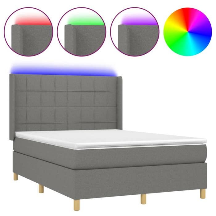 Maison Exclusive - Bettlattenrost Matratze LED Dunkelgrau 140x200 cm Stoff