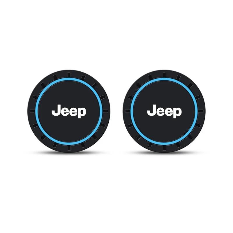 2Pcs Dustproof Anti-Slip Car Water Bottle Holder Pad Silicone Coaster for Jeep Renegade Wrangler JK Grand Cherokee Accessories ALN1