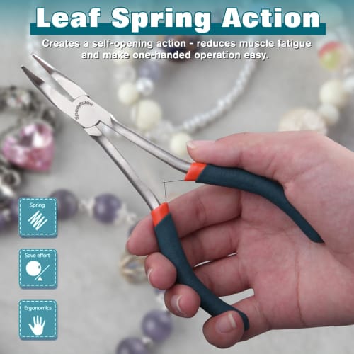 SPEEDWOX Long-Nosed Bent Nose Pliers, Ideal for Hard-to-Reach Spaces, 45 Vertical Bend, Micro, Compact, Spring-Loaded, Lightweight, Long, Precision W