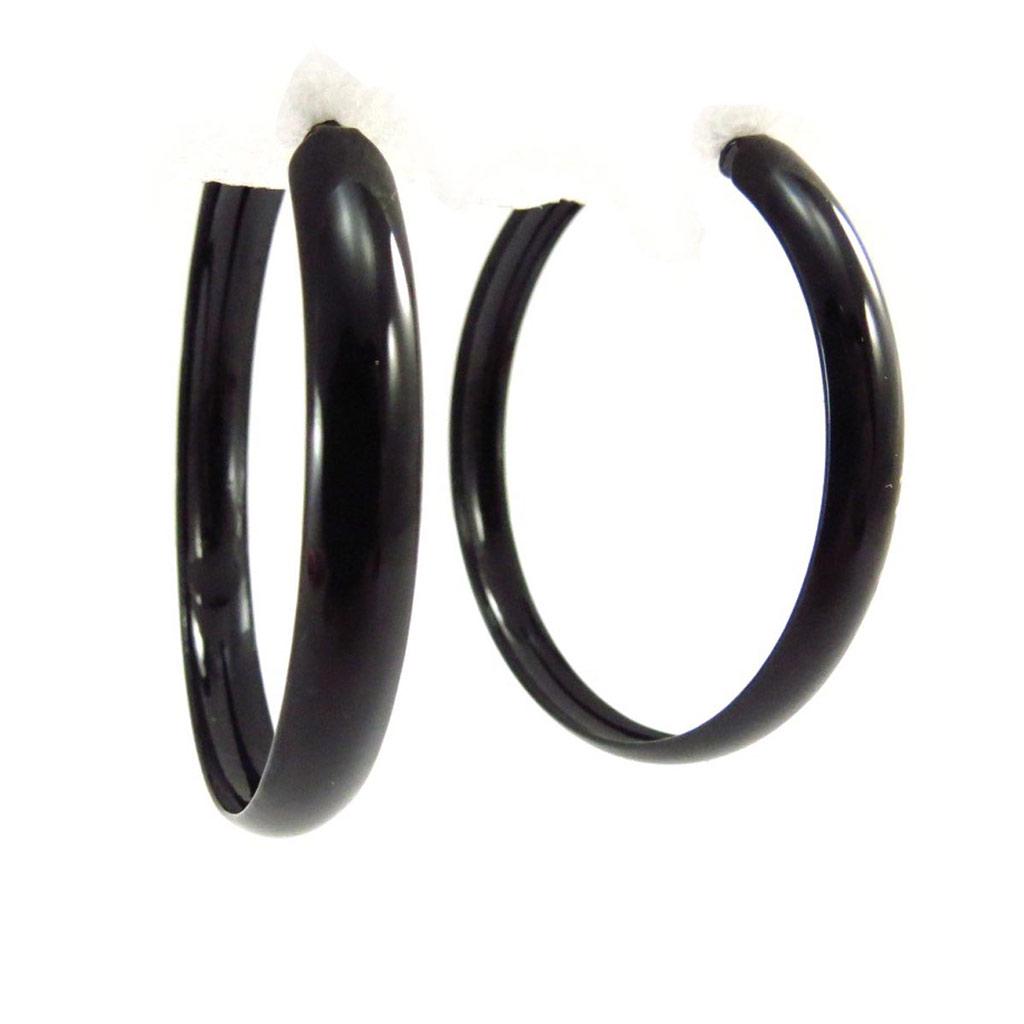 Les Trésors De Lily [J5960] - Créoles 'Chorégraphie' noir Ø 40 mm