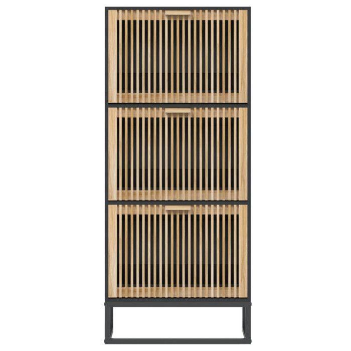 VidaXL Shoe Cabinet Black 52x25x120 Cm Engineered Wood, Shoe Storage, Shoe Rack, 352128