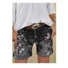 Cross-Border Women's Denim Shorts: Buttoned, Slim Fit, Half-Body Print, Casual, Elastic, Versatile Hot Pants